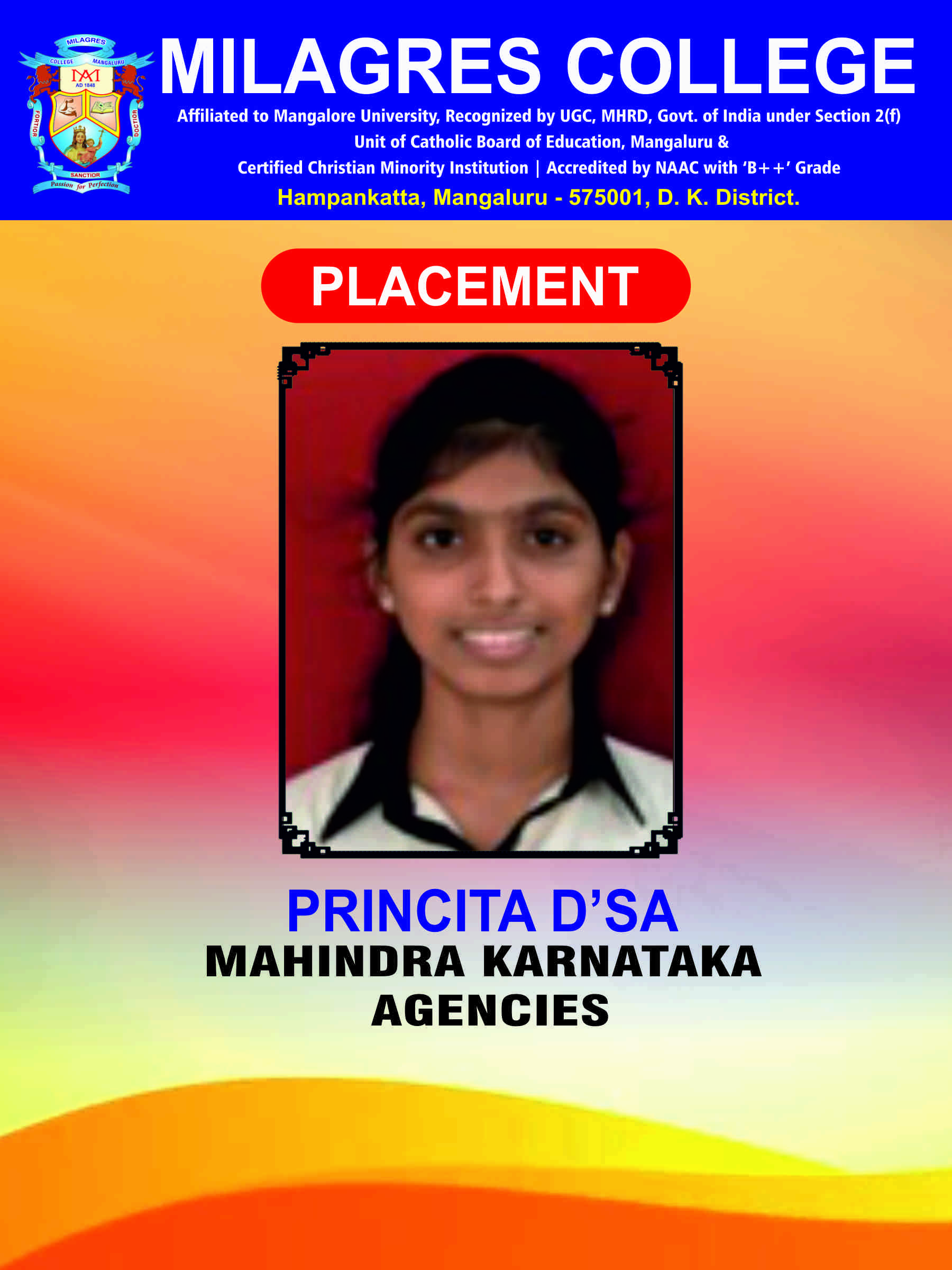 Successfully placed student